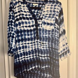 Blue and White Tie-Dye Blouse